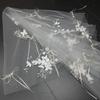 White Bridal Veils Pearls Studded Lightweight Tulle Long Train Hairpiece For Wedding Party Cosplay