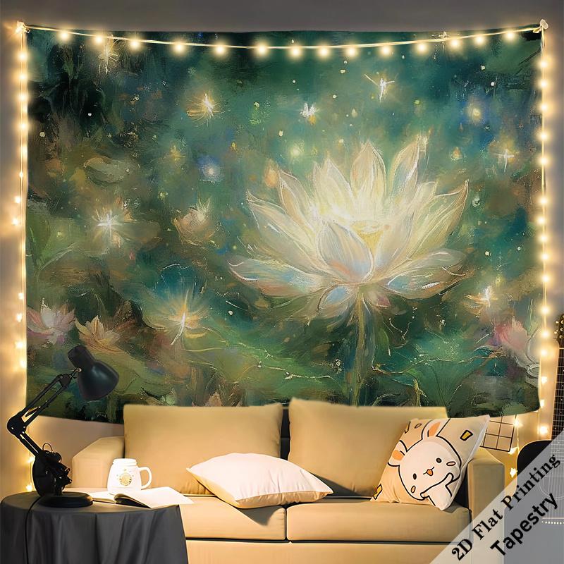 Mystical Lotus Flower Tapestry Wall Hanging Boho Floral Art Home Decor Bohemian Spiritual Decor 180x280cm