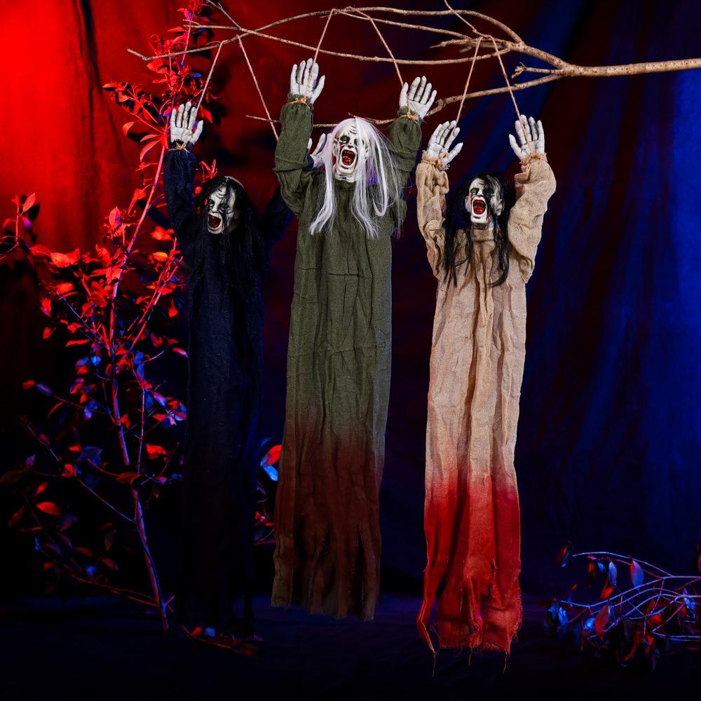 Bloody Cloth Halloween Spirit Face Decorations Long Hair Halloween Terrifying Doll  Haunted House