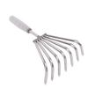 Stainless Steel Hand Rake Soil Tiller Small Beach Rake with Comfortable Handle 7 Sturdy Tines for Gardening Multi
