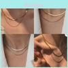 Premium Double Layered Snake Bone Chain Necklace For Women With Geometric Design In Elegant Gold Color