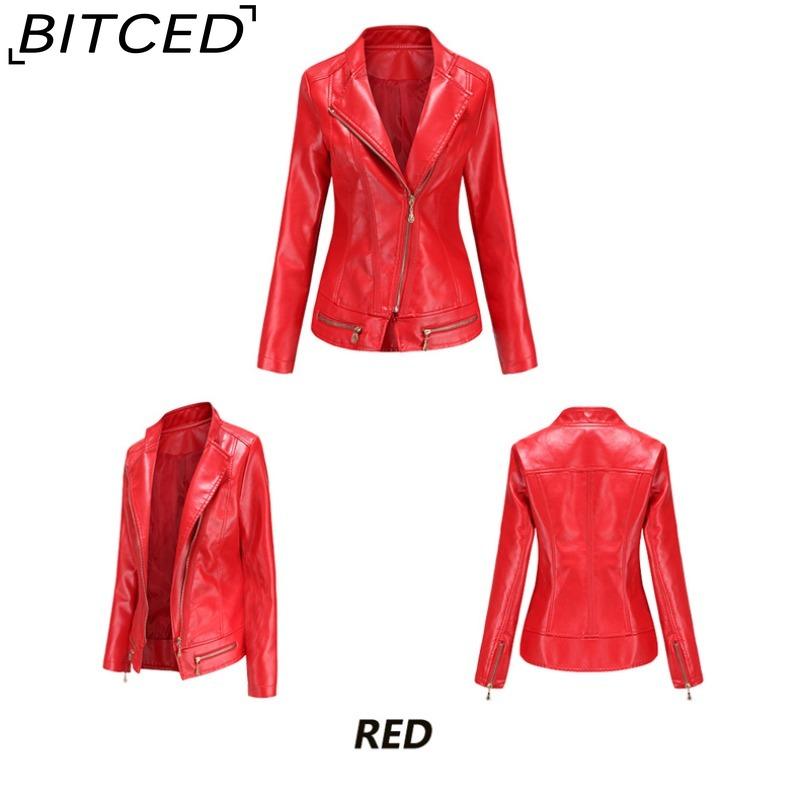 BITCED Women's Spring/Autumn Fashion PU Leather Jacket - Lightweight Spring/Autumn Short Jacket for Women S-4XL Casual Wear - Chic Style