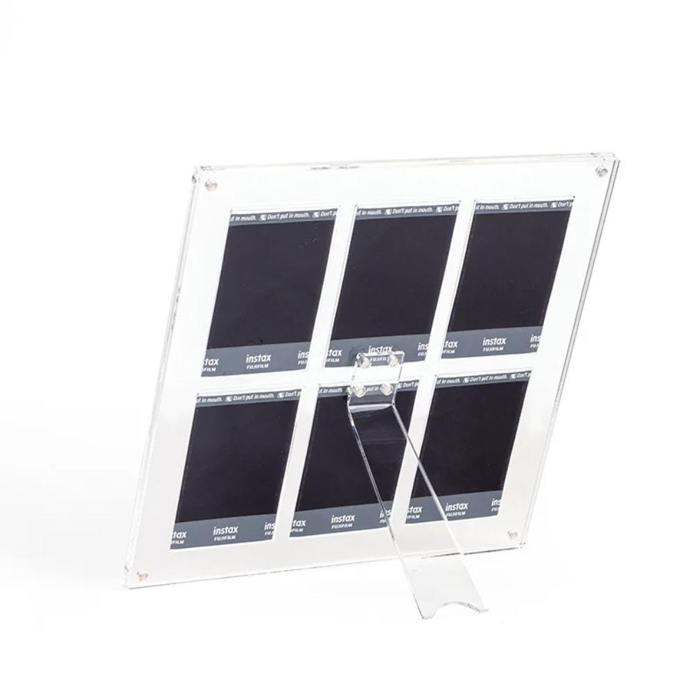 Doppelschichtiger transparenter Acrylrahmen, schwebender magnetischer Bilderrahmen für Fujifilm Instax Mini-Film mit freistehendem