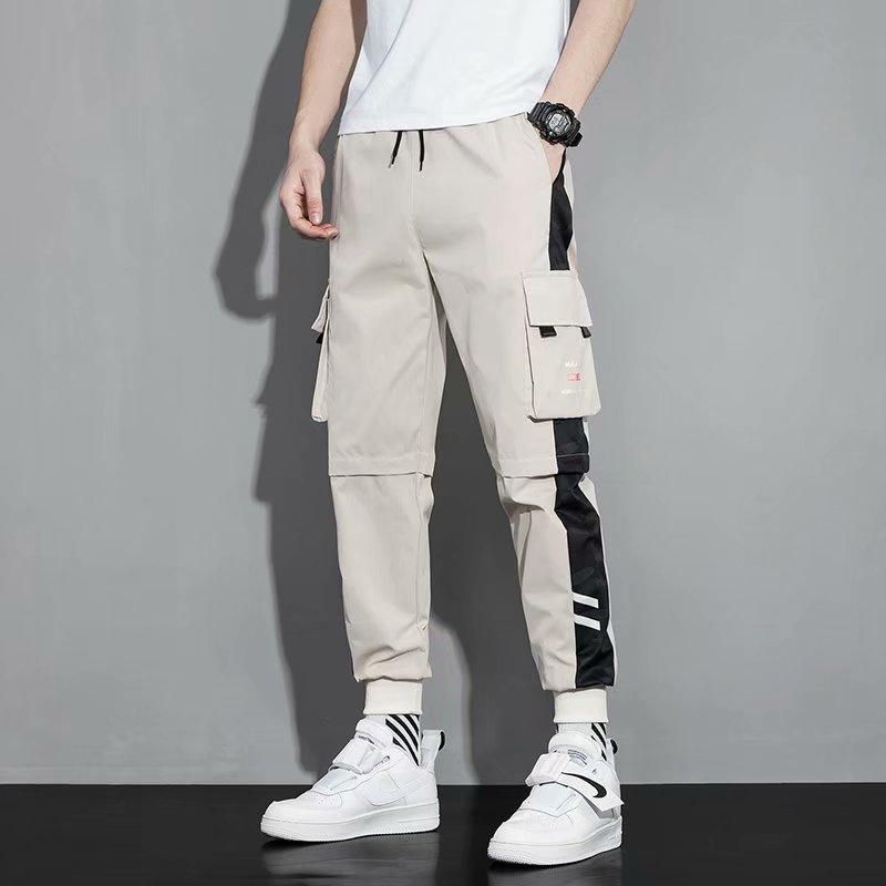 New Pants Men's Korean Version Trend Loose Student Ins Nine Points Chic Casual Overalls Trendy Brand Tied Feet