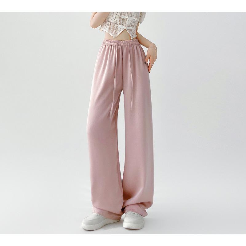 Hand Grab Flower Ice Silk Wide Leg Pants Women's Spring and Summer Thin New Casual Loose Straight Texture Yamamoto Long Pants