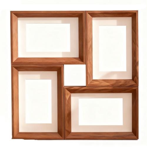 

Composite Wood Four Square Photo Frame with Multiple Display Options for Wall or Tabletop Enhancing Your Home or Office Decor