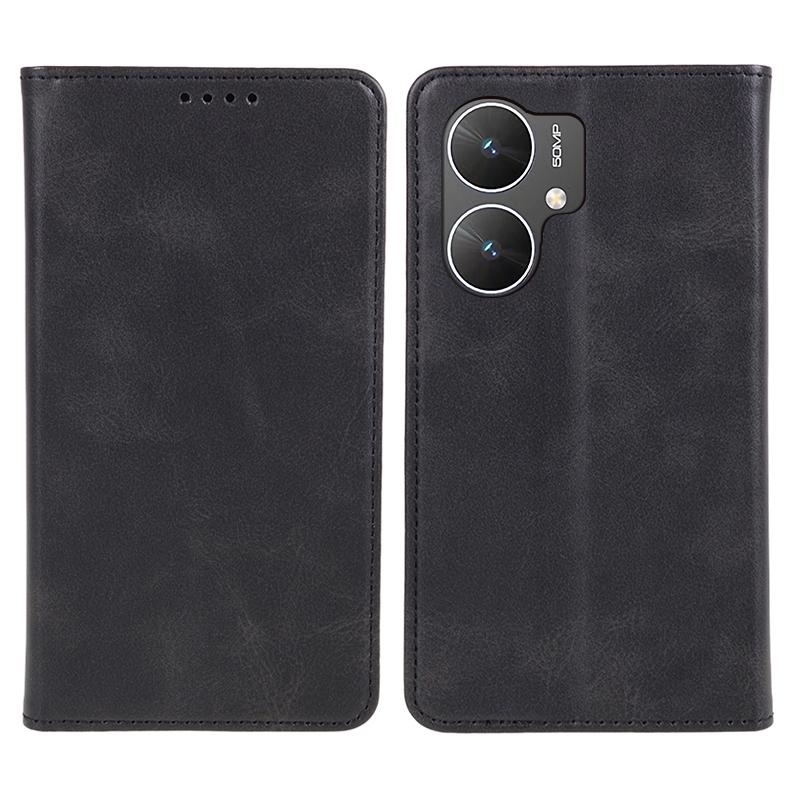 

Для Xiaomi Poco M6 5G/Redmi 13C 5G/13R 5G Чехол для мобильного телефона Текстура телячьей кожи PU кожа Подставка Кошелек Чехол-подставка для телефона Black