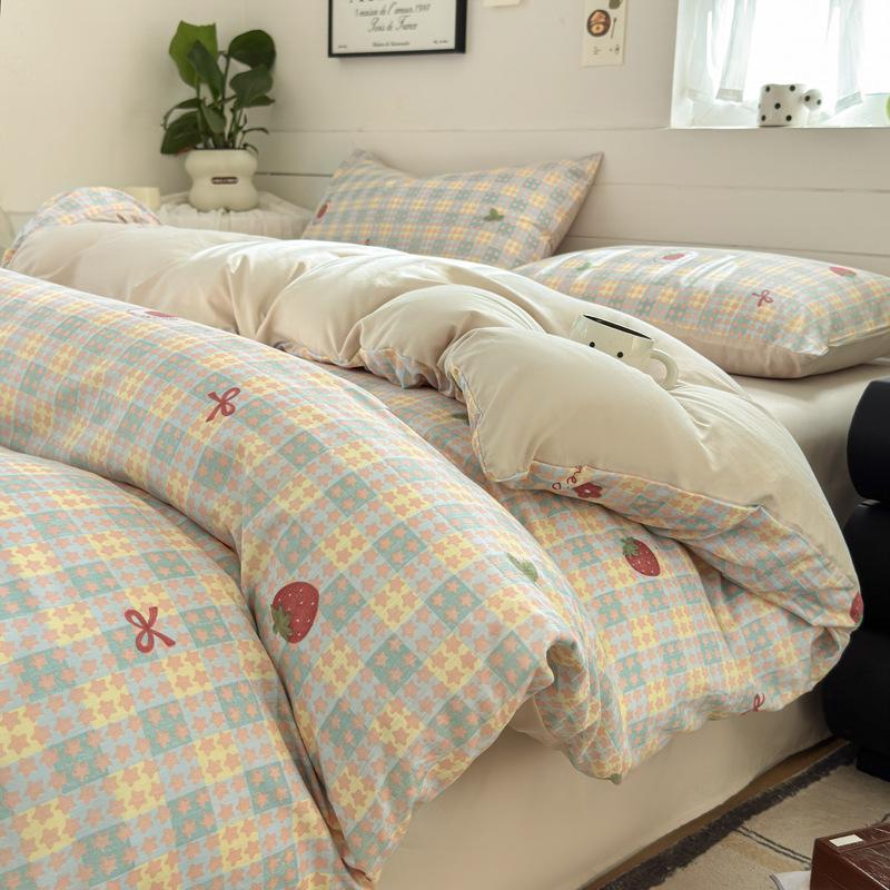 Class A Double Layer Gauze Floral Jacquard Bamboo Cotton Bedding Set - Fresh Design for Student Dormitory