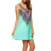 Women Loose Dresses Sleeveless Mini Dress Vintage Hippie Beachwear Boho