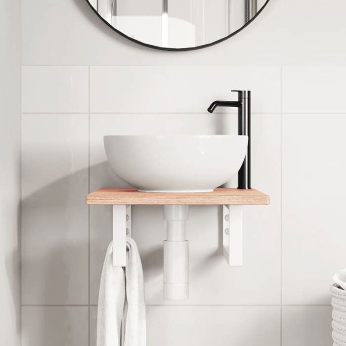 VidaXL Wall-mounted Vanity Shelf Steel and Solid Oak Wood 3302552