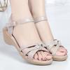 Fashion High Quality Genuine Leather Women's Sandals Women Wedges Shoes Soft Soles Anti Slip Mid-aged Elderly Ladies Sandals Size 34-43