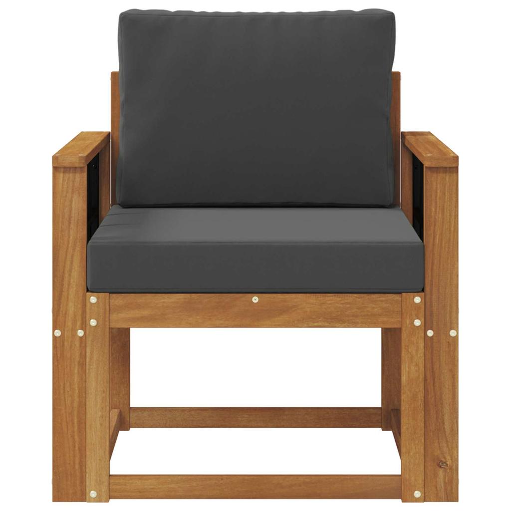 Outdoor Sofa Solid Acacia Wood and Polyester Natural