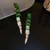 Long Tassels Square Green Crystal Drop Earrings Hyperbole Oversize Dangle Earrings For Women Banquet Jewelry Gifts