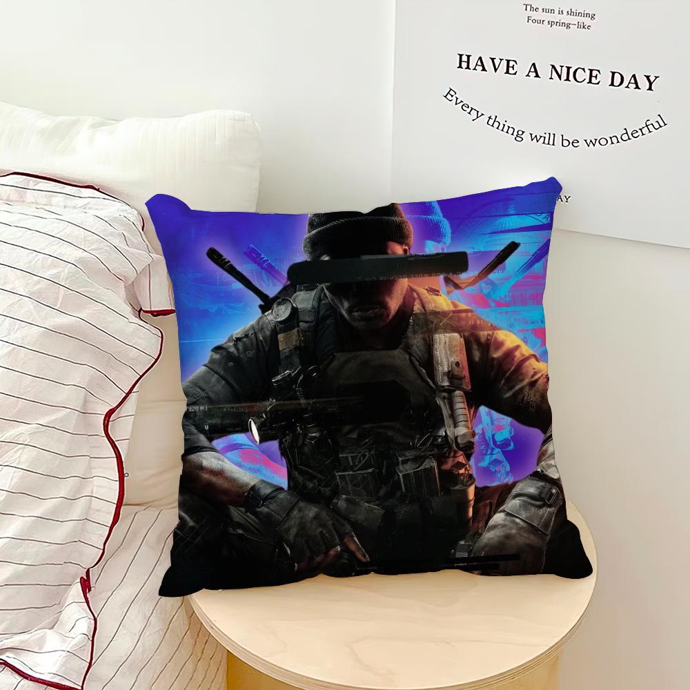 Herní povlak na polštář Pohovka Obývací pokoj Ložnice Čelo postele Polštář opěrky zad Čtvercový C-Call of D-Duty-s Black Ops 6 Polštář Doba spánku