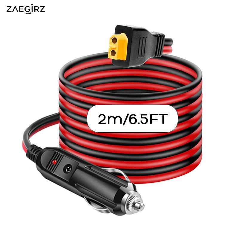 6m 2m Car Cigarette Lighter to XT60 Cable for EcoFlow Anker Allpowers Bluetti Fossibot Oukitel Etc. Portable Power Stations