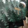 Watercolor Forest Bird Dark Green Bedroom Curtains Tulle Sheer Curtain Living Room Home Decor Voile Drapes
