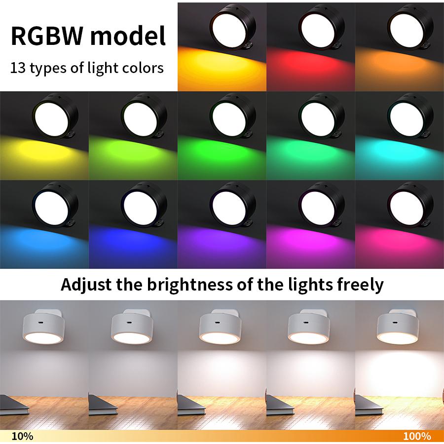 LED Magnetic Wall Sconce Light with Remote Control Dimmable Rechargeable Lamp 360° Rotation Cordless Wall Mount Lamp for Bedroom