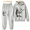 Fashion Rock Squirrel Guitar Player Animal Squirrel Print Kids Pullovers Pants 2-piece Set Street Casual Fashion Hoodies Vintage Boy's Girl Clothes
