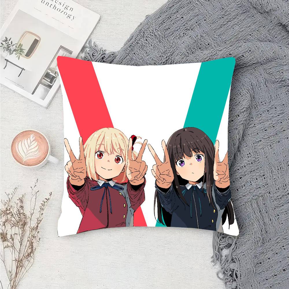 Lycoris Recoil Animation Pillow Case Fashion Square Pillowcase Bedroom Sofa Room Ins Decoration Leisure