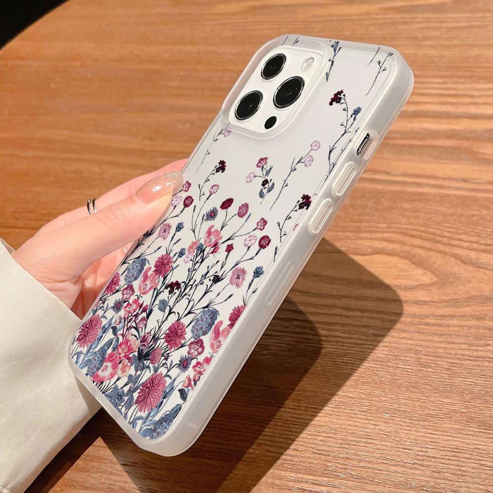 Pouzdra na mobilní telefon pro iPhone 11 13 15 Pro Max 12 14 Pro Max Pouzdro iPhone 16 15 Plus 13 Pro 12 Matná textura Malované kreslené květiny