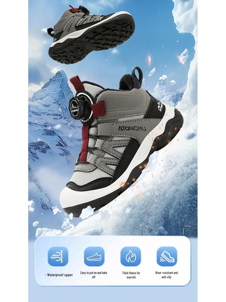 Popular Boys' Snow Boots: Fleece-Lined, Thickened, Non-Slip, Warm Winter Shoes for Children