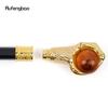 Dragon Claw Grasp Orange Glass Ball Golden Walking Cane Fashion Decorative Walking Stick Cosplay Cane Knob Crosier 93cm