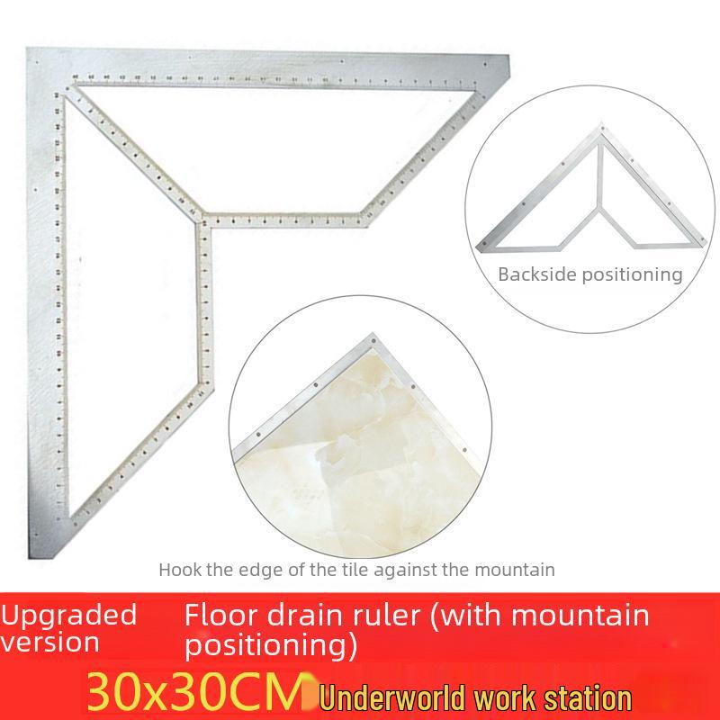 Multifunctional Triangle Tile Ruler & Flower-Shaped Stainless Steel Floor Drain