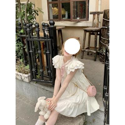 Small Sweet Little Flying Sleeve Dress Beautiful Milk Sweet Girl Skirt Sleeveless Vest Skirt Flying Sleeves