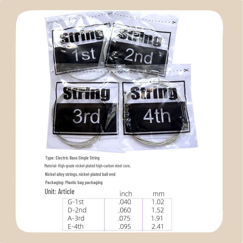 Unisex B20 Nickel Alloy Electric Bass Strings - Four-String Accessories