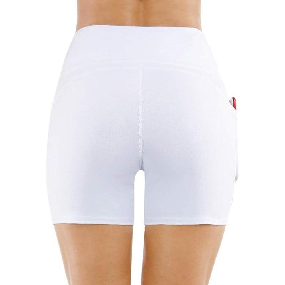 Ronyes Women's Yoga Shorts White Polyester Athletic Fitness Shorts Comfortable Breathable High Waist Stretch