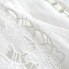 Women's V-Neck Embroidered Ramie Loose-Fit Blouse with Hollow-Out Design