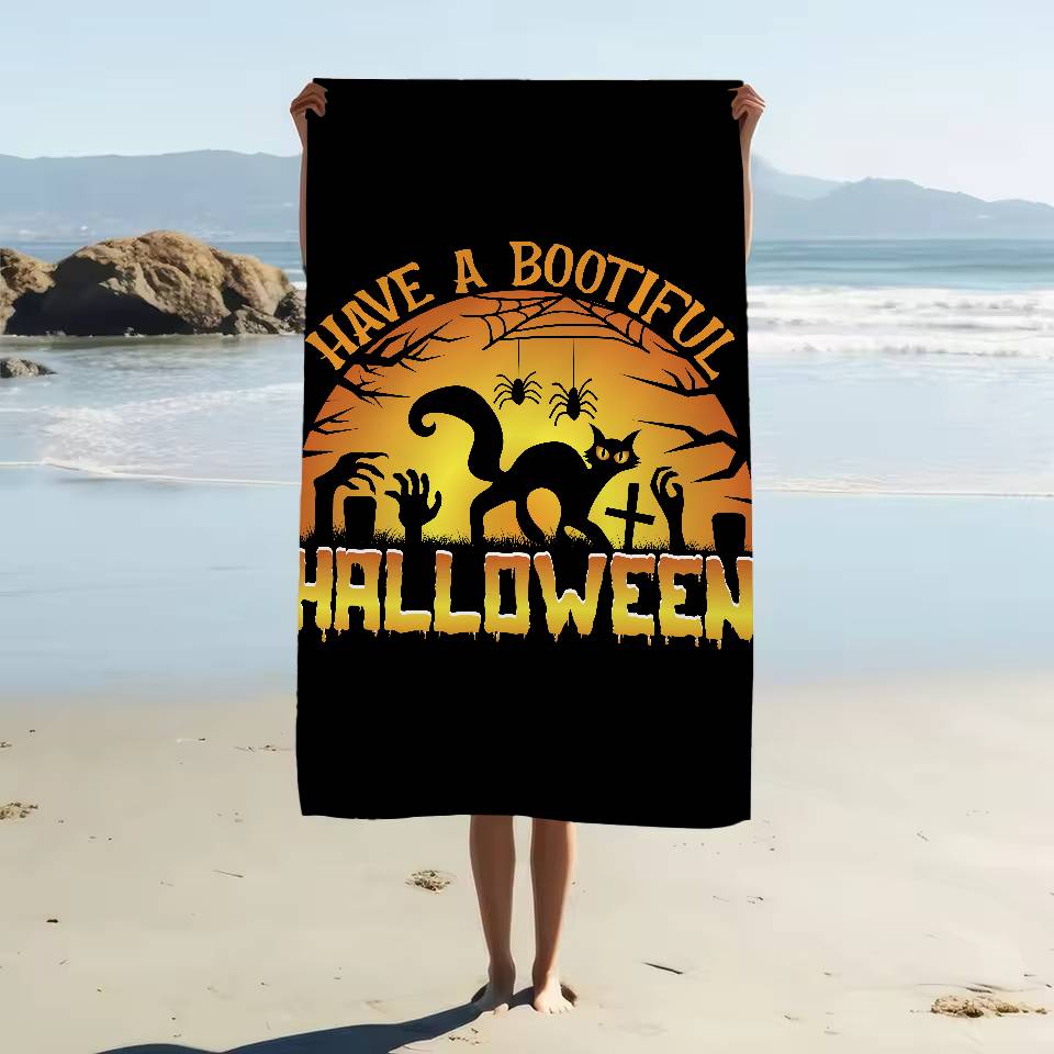 Retro Halloween Hexe Kürbis Geist Mikrofaser Decke Schnelltrocknend Strandtücher Druck Super Saugfähig Pooltuch Decke