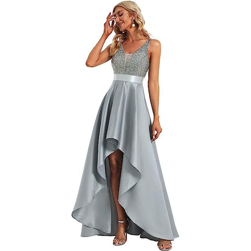 Golden evening dress front short rear