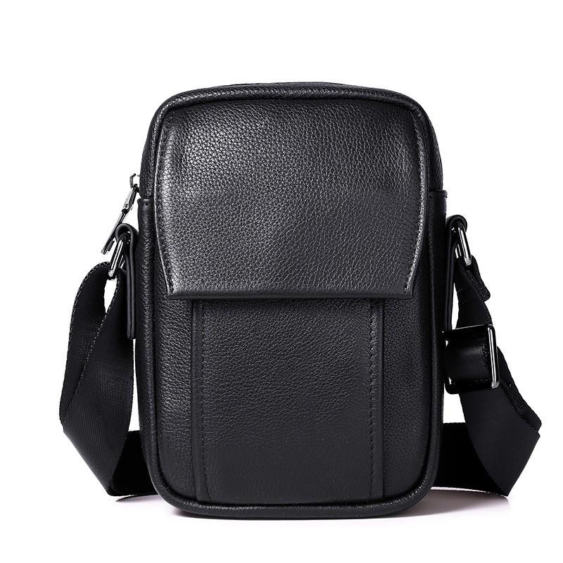 Men's Leather Crossbody Bag Fashionable Casual Trend Shoulder Waterproof Top Layer Cowhide Soft Vertical Style