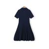 Mengte Jiao Girls' 2026 Summer Cable Knit Polo Dress