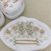 24Pcs Luxury Diamond ButterflyFiveleaf FlowerPearl Chain Shoe CharmsSet SummerDIY Decor Accessories for Clogs Hole Shoes Sandals