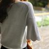 Women's Summer Knitted Shirt Petal Sleeve V-neck Solid Tops Loose Short Sleeve Ice Silk Sweater Fashion Women Shirt