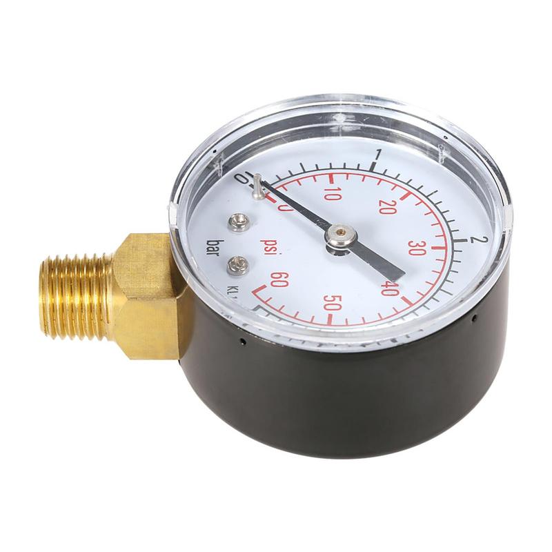 50mm Pool Filter Water Pressure Hydraulic Pressure Gauge Meter Manometer 1/4" NPT Thread Double Scale Glycerin Filled Meter