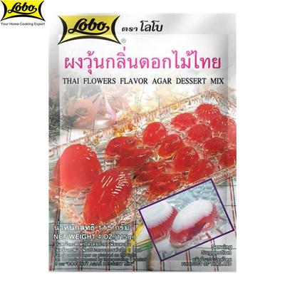 Lobo Mélange à dessert à l'agar à saveur de fleurs rouges thaïlandaises, sans conservateurs ajoutés/pour 4 à 6 portions, dessert thaïlandais, 115 g