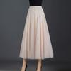 Spring Autumn Summer Holiday Beach Women Long Midi Skirt Ladies Elastic High Waist Tulle Mesh Pleated Tutu Skirt