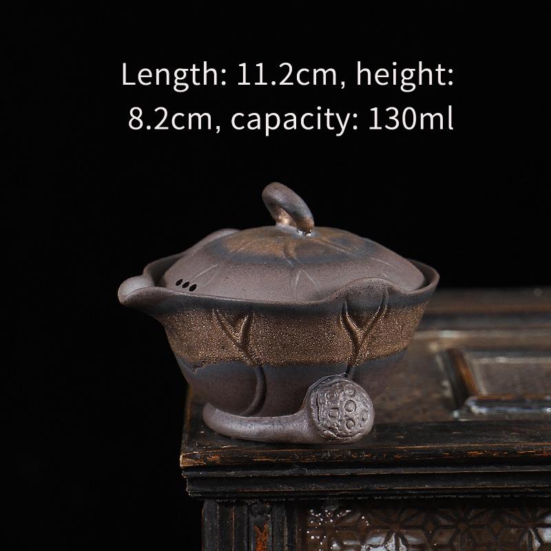 

Древний Ретро Грубая Керамика Ручной Чайник Японский Стиль Позолоченный Ржавая Глазурь Чайник Одинарный Чайник Бытовой Ручной Чайник Заварник для Чая Lotus Rhyme-Gilt Handheld