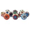 Vintage Hand Painted Ceramic Pull Knobs for Kitchen Cabinet, Door & Drawer, Wardrobe, Cupboard (Set of 10)