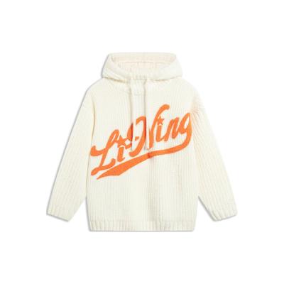 Li Ning Haftowany Sweter z Kapturem Damski Off-White AMBT240-3