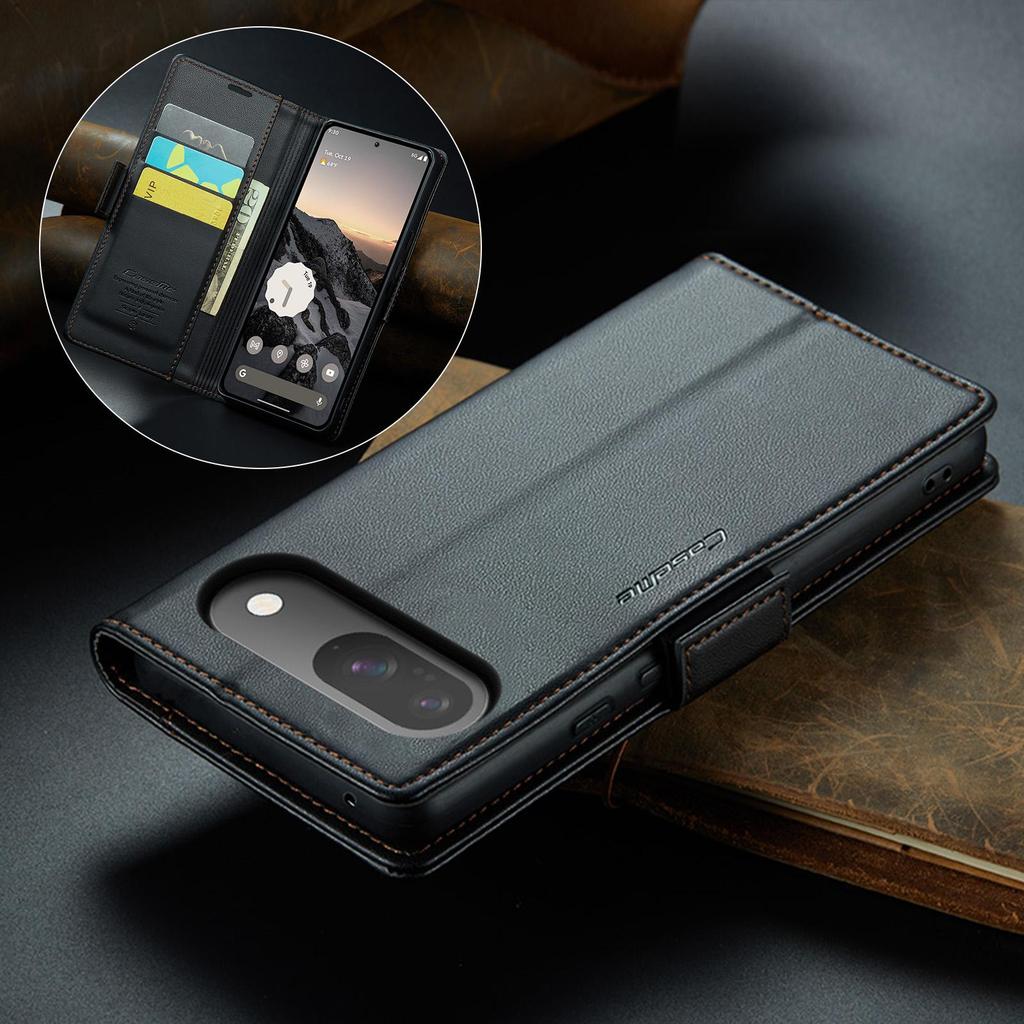 CaseMe-023 For Google Pixel 8 9 Pro/ Pixel 10/11 Pro XL 10A Luxury Magnetic Flip PU Leather Case Wallet Card Slots Cover Stand Protectives Skins Shell