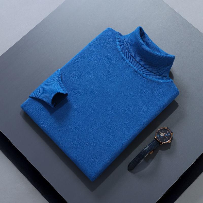 

Весна и осень зима мужской свитер с высоким воротником теплый высококачественный шерстяной свитер модная трикотажная толстовка с капюшоном 5XL сапфир синий
