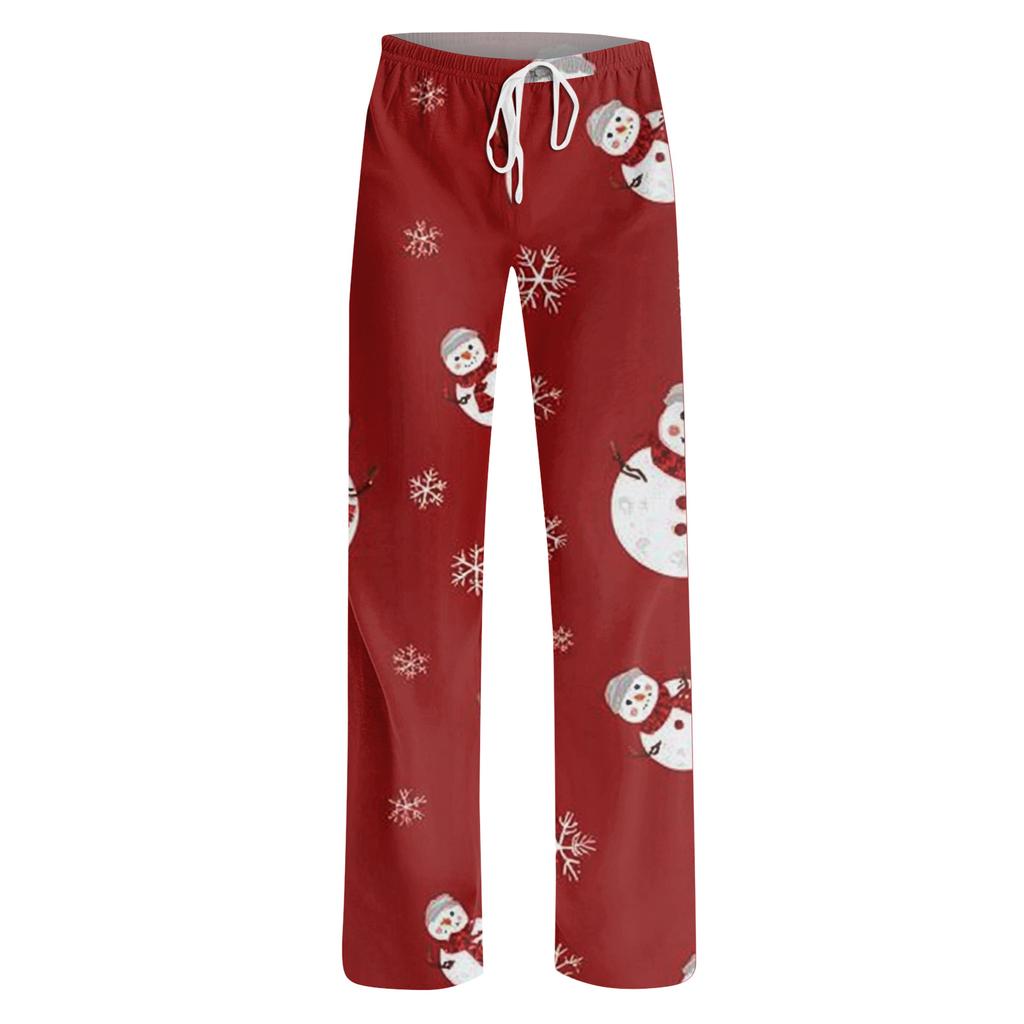 Women's Casual Fashion Christmas Printed Trousers Plush Casual Pants