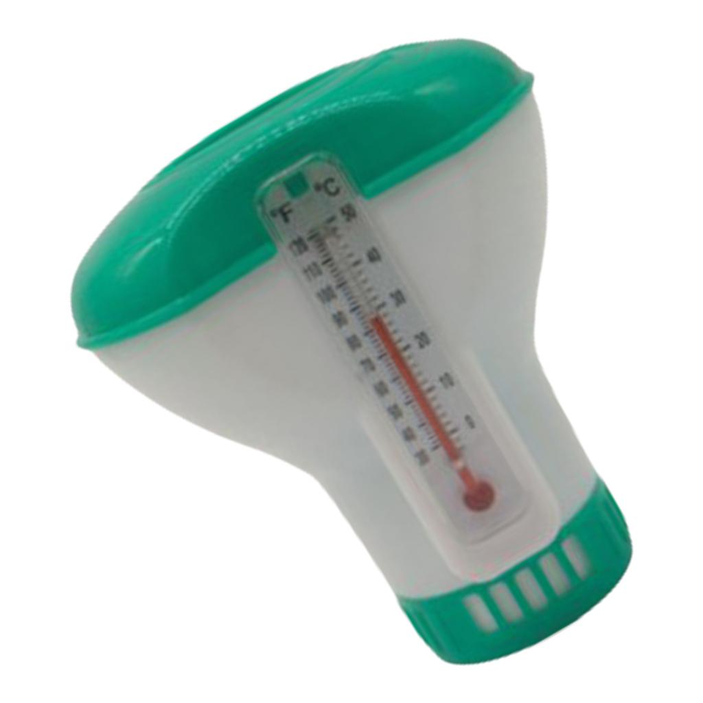 Pool Chlorine Floater Floating Pool Chlorine Dispenser with Thermometer Tablets Dispenser Medicine Floating Accessories