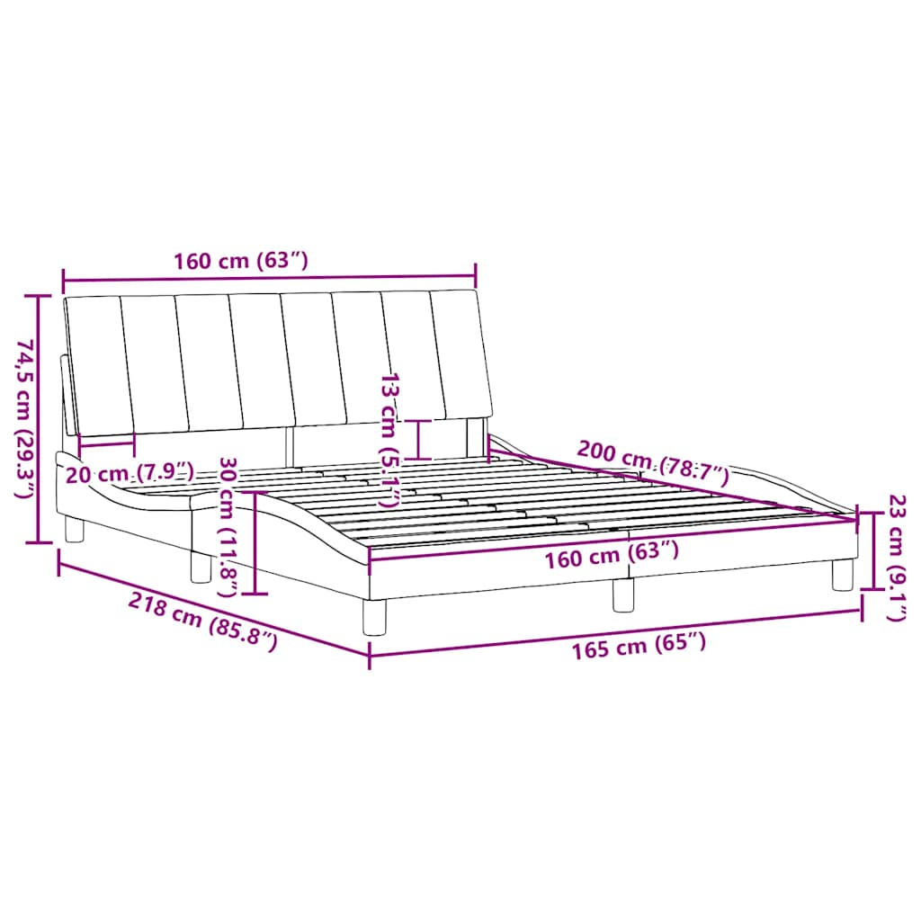 Bed Frame without Mattress  Hanko  Black 160 x 200 cm Fabric
