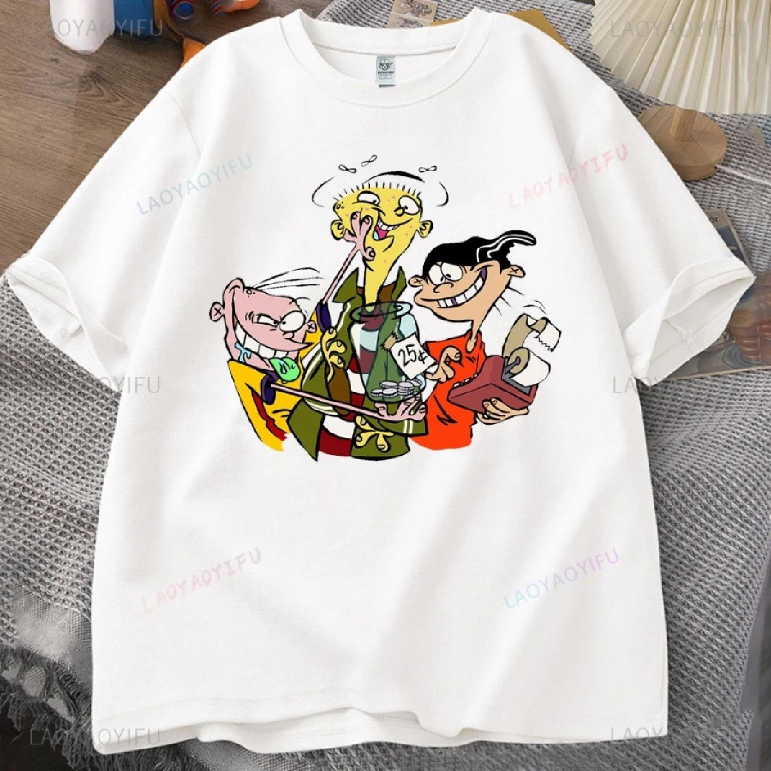 Мужская футболка Ed, Edd N Eddy Футболка с принтом Ed, Edd N Eddy Топы Ed, Edd N Eddy Забавная футболка 90-х Мультяшный персонаж Хлопок высокого качества S