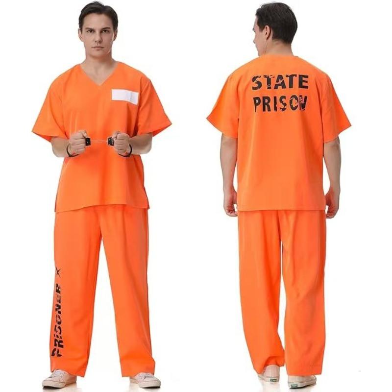 Adult cosplay costume Halloween prisoner costume Prison prisoner cosplay costume Orange uniform